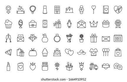 line style icon set design, happy mothers day love relationship decoration celebration greeting and invitation theme Vector illustration