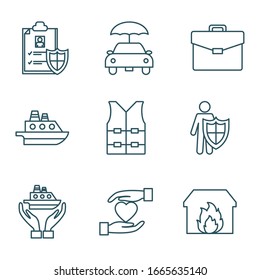 line style icon set design, Insurance health care security protection life accident and guard theme Vector illustration