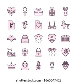 line style icon set design, happy mothers day love relationship decoration celebration greeting and invitation theme Vector illustration