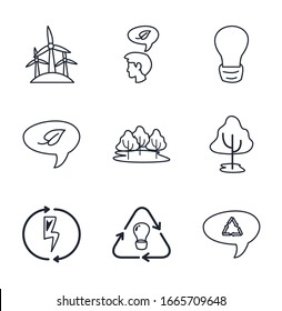 line style icon set design, Ecology eco save green natural organic environment protection and care theme Vector illustration