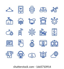 line style icon set design, technology internet digital communication social media web and device theme Vector illustration