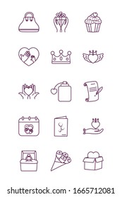 line style icon set design, happy mothers day love relationship decoration celebration greeting and invitation theme Vector illustration