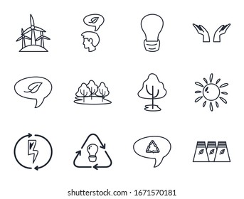 line style icon set design, Ecology eco save green natural organic environment protection and care theme Vector illustration