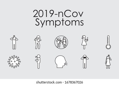 line style icon set design of Covid 19 2019 ncov cov virus coronavirus infection corona epidemic disease symptoms and medical theme Vector illustration