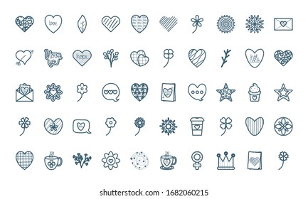 line style icon set design of collage love passion romantic valentines day wedding decoration and marriage theme Vector illustration