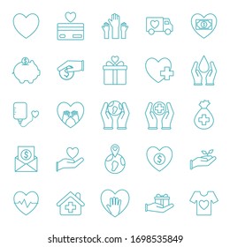 línea estilo icono diseño de la Humanidad ayuda a la cooperación juntos apoyo a la unidad codificado 19 2019 tema de la comunidad y la unión Vector ilustración