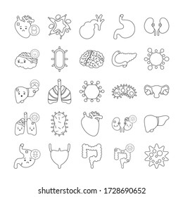 line style icon set design of human organs virus and medical care theme Vector illustration