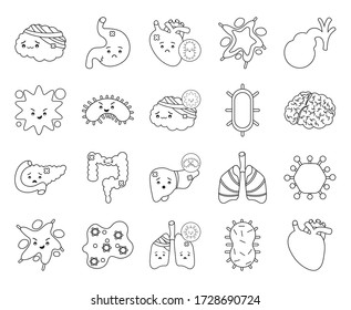 line style icon set design of human organs virus and medical care theme Vector illustration