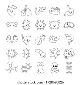 line style icon set design of human organs virus and medical care theme Vector illustration