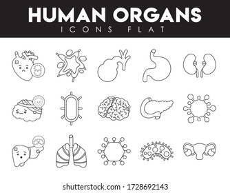 line style icon set design of human organs virus and medical care theme Vector illustration