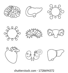 line style icon set design of human organs virus and medical care theme Vector illustration