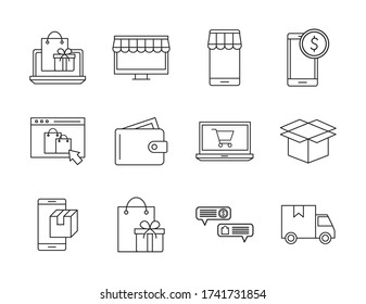line style icon set design of Shopping online commerce and market theme Vector illustration
