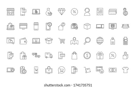 line style icon set design of Shopping online commerce and market theme Vector illustration