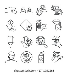 line style icon set design of Medical care and covid 19 virus theme Vector illustration