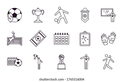 line style icon set design, Soccer football sport hobby competition and game theme Vector illustration