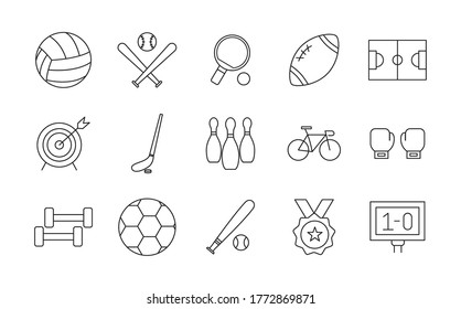 line style icon set design, Sport hobby competition and game theme Vector illustration