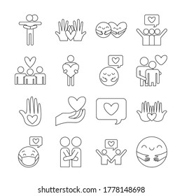 line style icon set design of hug love passion and romantic theme Vector illustration