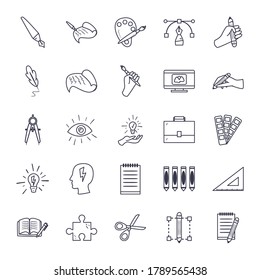 line style icon set design, Art design and creativity theme Vector illustration