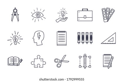 line style icon set design, Art design and creativity theme Vector illustration