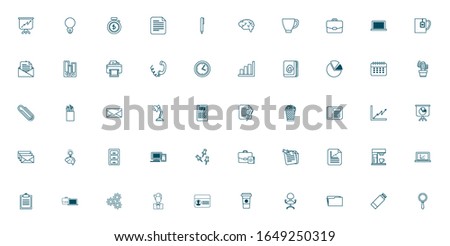 Line style icon set design, Office business objects workforce corporate job work occupation and communication theme Vector illustration