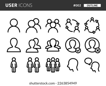 Line style icon set related to user_002