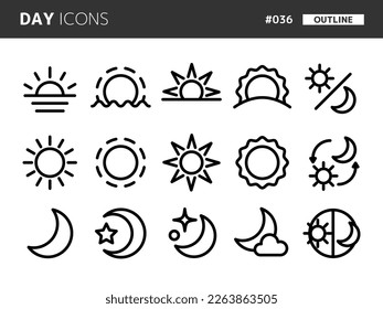 Line style icon set related to day_036