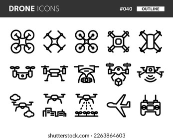 Line style icon set related to drone_040