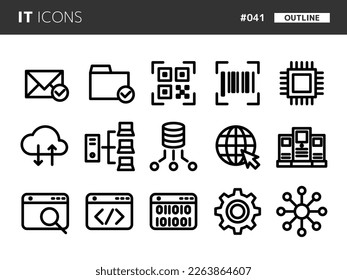 Line style icon set related to IT_041