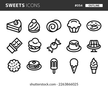 Line style icon set related to sweets_054