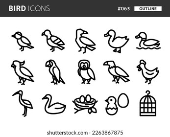 Line style icon set related to bird_063