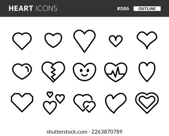 Line style icon set related to heart_086