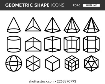 Conjunto de iconos de estilo de línea relacionados con la forma geométrica_096