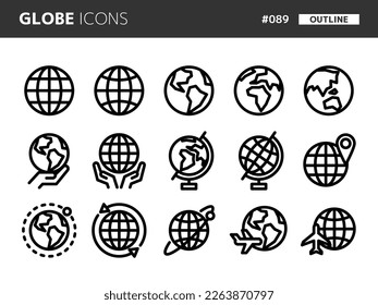 Line style icon set related to globe_089