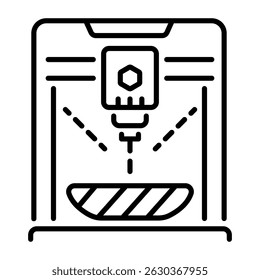 A line style icon showing 3d printing process