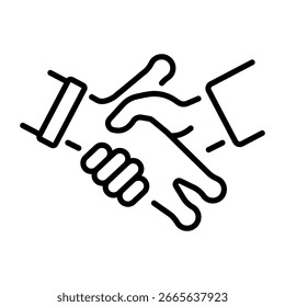 A line style icon showing alien handshake