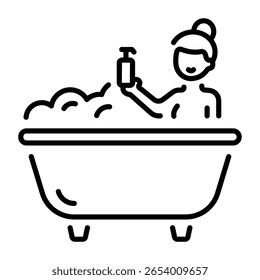 A line style icon showing bath  