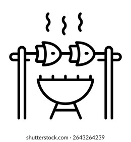 A line style icon showing bbq