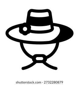 Un icono de estilo de línea que muestra el sombrero de playa