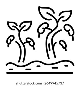 A line style icon showing bean sprouts