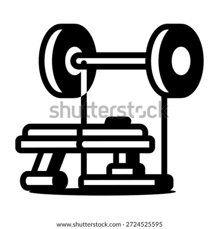 Line style icon showing a bench press