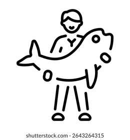 A line style icon showing big fish