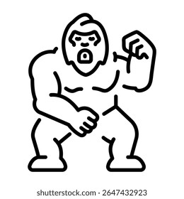 A line style icon showing big gorilla