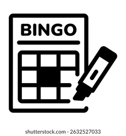 A line style icon showing a bingo game
