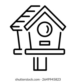 A line style icon showing birdhouse