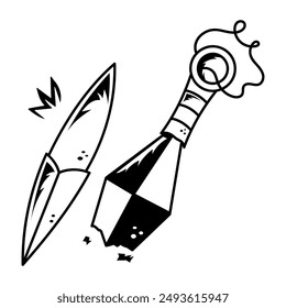 Line style icon showing broken blade 
