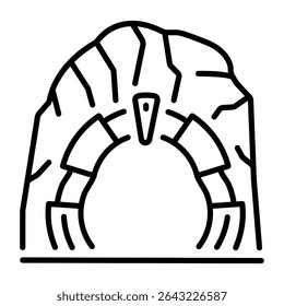 Un icono de estilo de línea que muestra la cueva