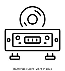 Um ícone de estilo de linha mostrando um reprodutor de cd