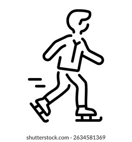 A line style icon showing a character doing ice skating 
