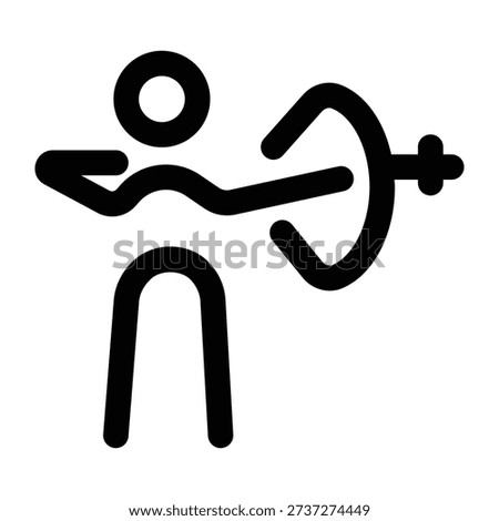 A line style icon showing a character playing an archery game 