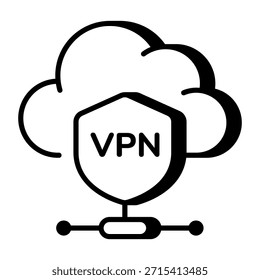Um ícone de estilo de linha mostrando a vpn de nuvem